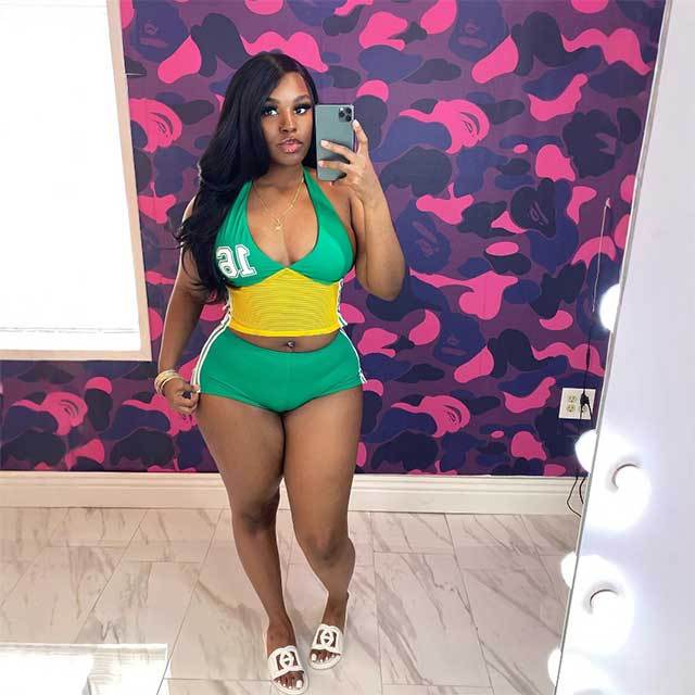 Halter Neck Printed Cropped Top Casual Short Set