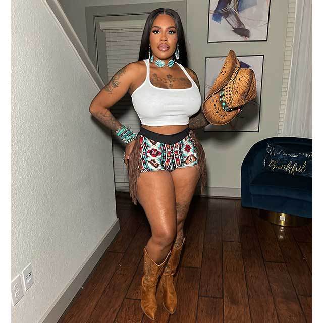 Western Cowboy Style Tassel Design Mini Short Set