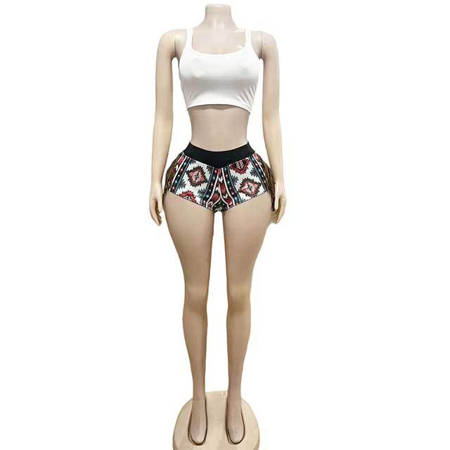 Western Cowboy Style Tassel Design Mini Short Set