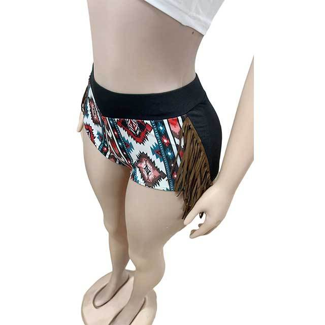 Western Cowboy Style Tassel Design Mini Short Set
