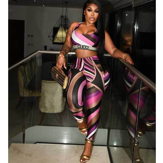 Printed Tank Top Skinny Jogging Suit