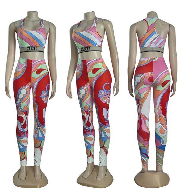 Printed Tank Top Skinny Jogging Suit