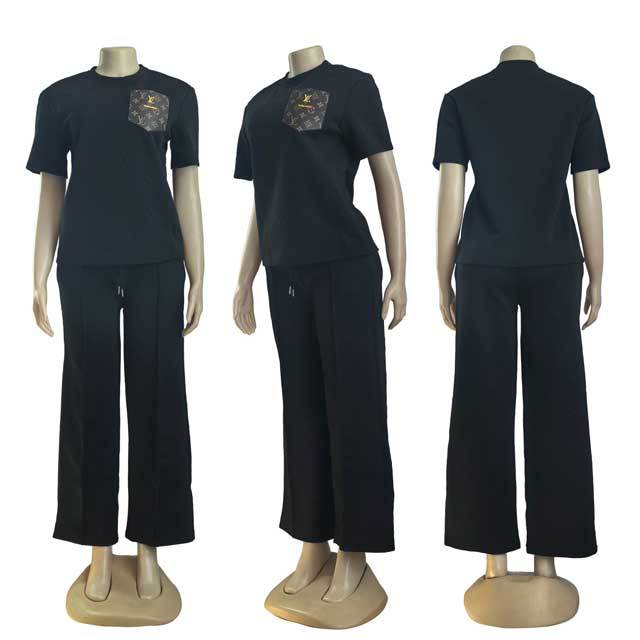 Leather Pocket Jacquard Casual Two Piece Set