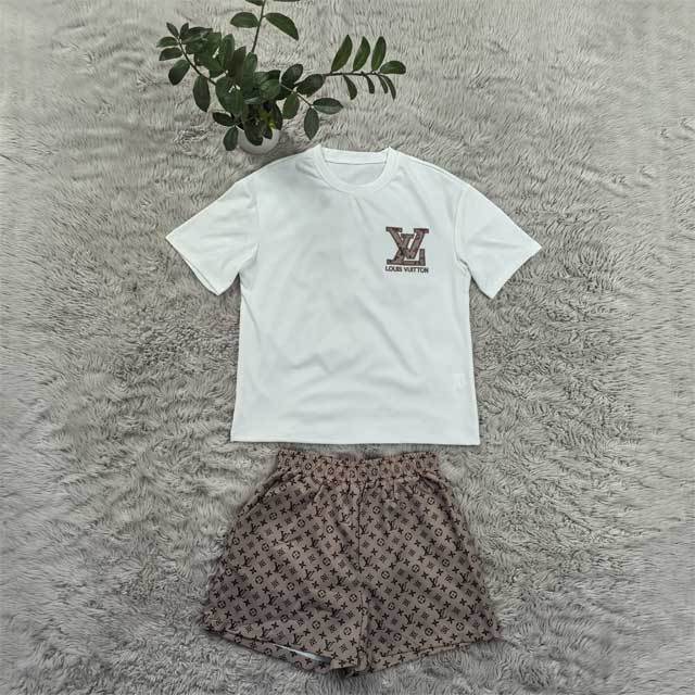 Embroidery Top Casual Printed Short Set