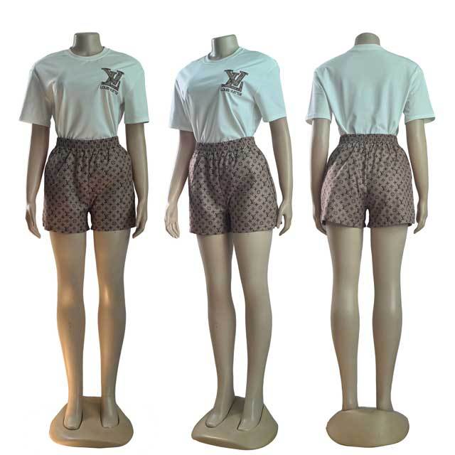 Embroidery Top Casual Printed Short Set