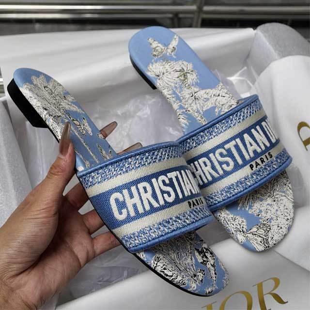 Fashion Embroidery Casual Flat Slides