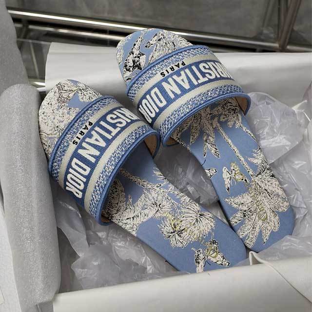 Fashion Embroidery Casual Flat Slides