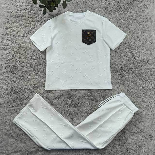 Leather Pocket Jacquard Casual Two Piece Set