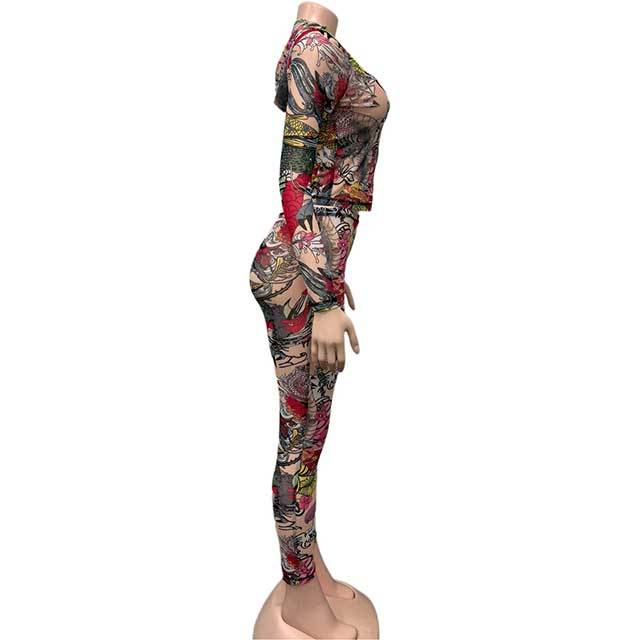 Floral Printed Hooded Top Skinny Legging Set