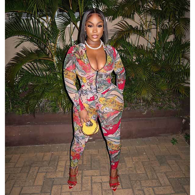 Floral Printed Hooded Top Skinny Legging Set