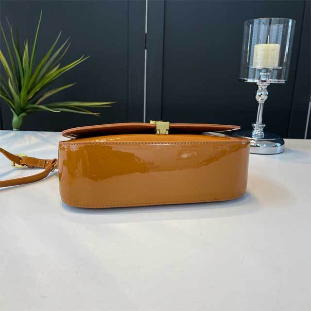 Metal Logo Leather Crossbody Bag
