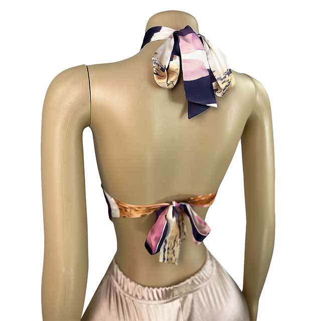 Printed Halter Neck Backless Tank Top Mini Short Set