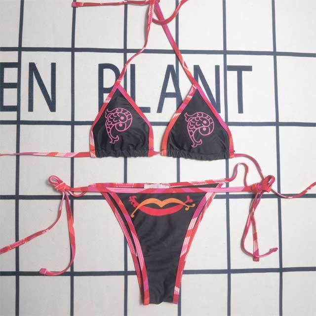 Fashion Printed Strappy Bikini Set