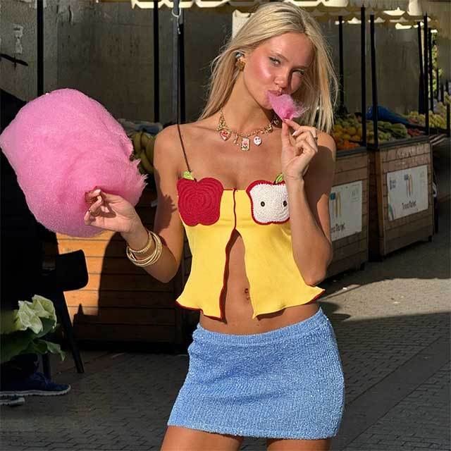 Embroidery Design Split Out Cami Top