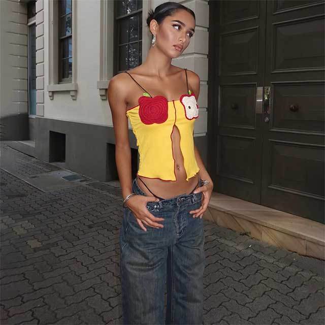 Embroidery Design Split Out Cami Top