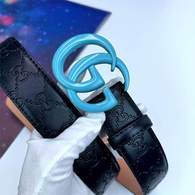 Candy Color Logo Leather Embossing Adults Belt