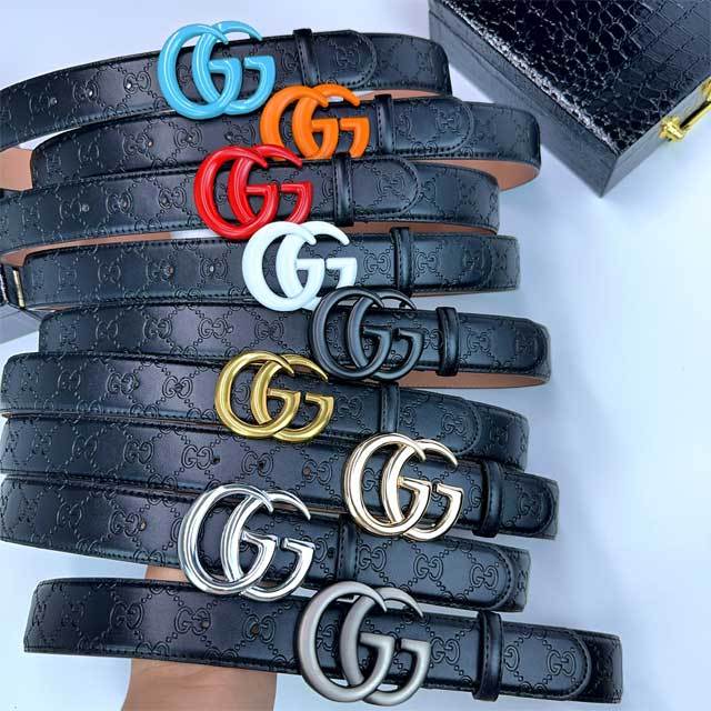 Candy Color Logo Leather Embossing Adults Belt