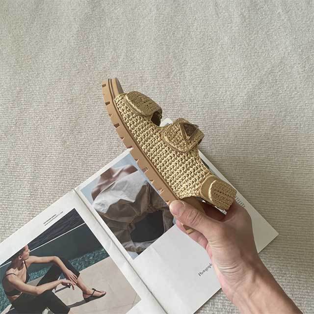 Fashion Weaving Velcro Sandals