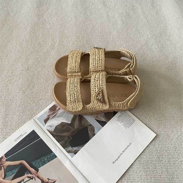 Fashion Weaving Velcro Sandals