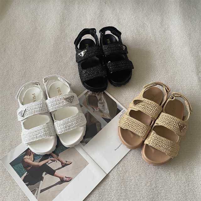 Fashion Weaving Velcro Sandals