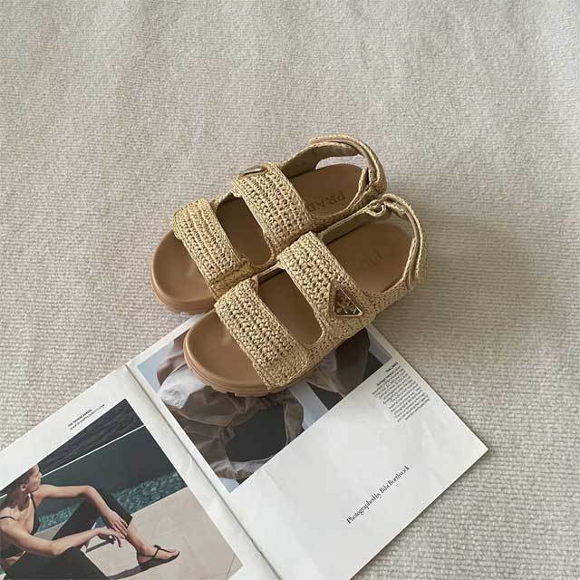 Fashion Weaving Velcro Sandals