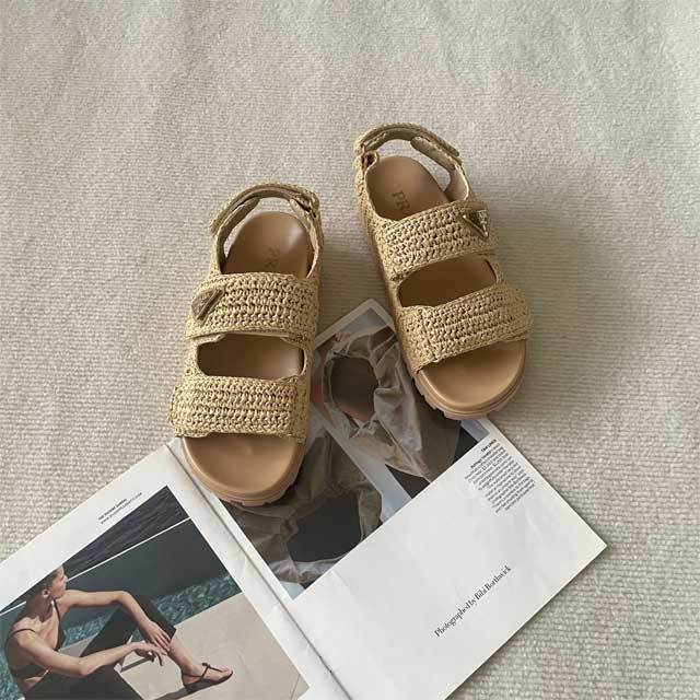 Fashion Weaving Velcro Sandals