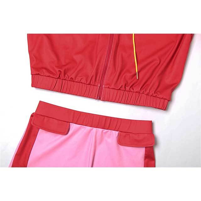 Contrast Color Long Sleeve Jacket Top Jogger Mini Short Set