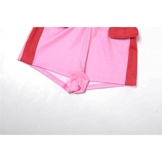Contrast Color Long Sleeve Jacket Top Jogger Mini Short Set
