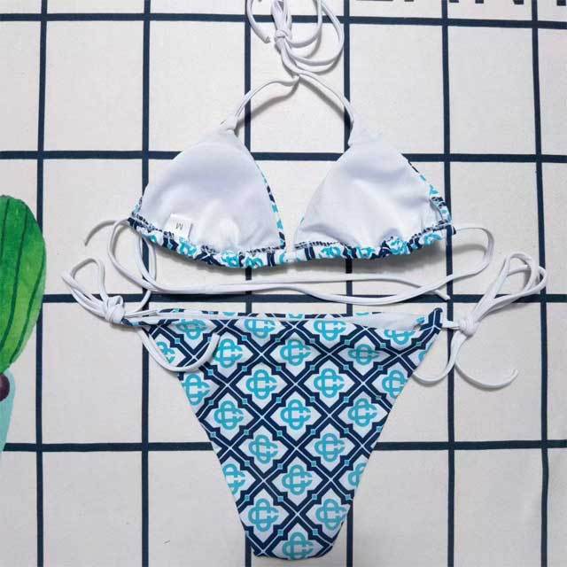 Printed Women Strappy Bikini Set