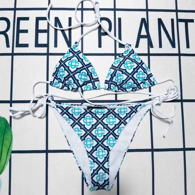 Printed Women Strappy Bikini Set