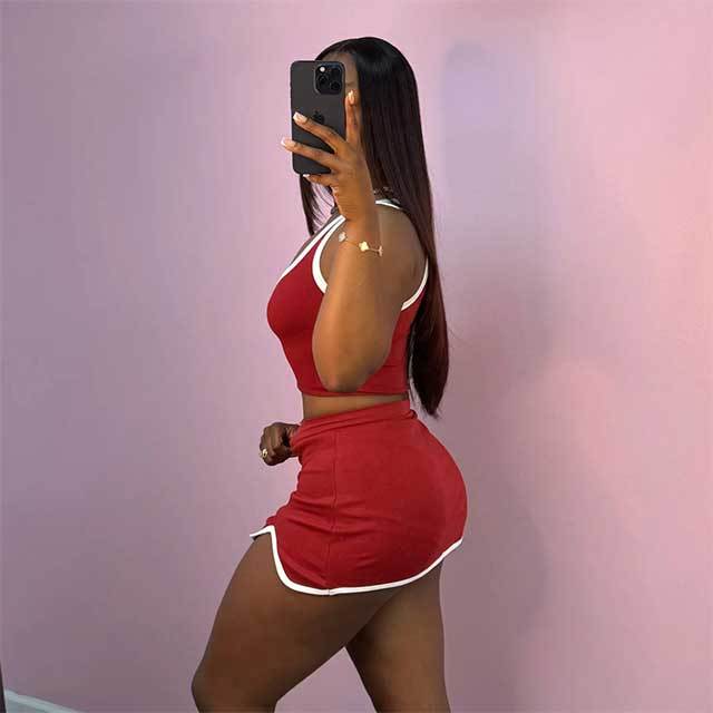Striped Sleeveless Cropped Top Mini Skirt Set