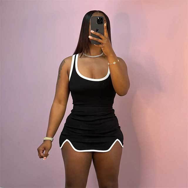 Striped Sleeveless Cropped Top Mini Skirt Set