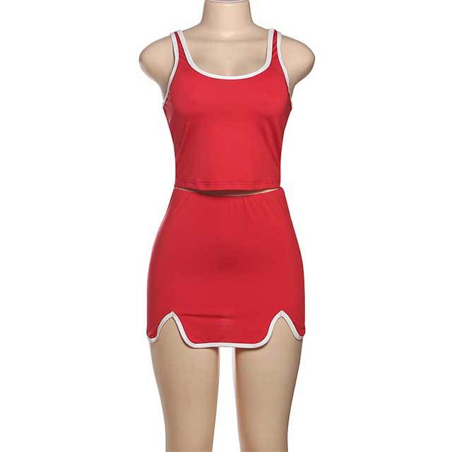 Striped Sleeveless Cropped Top Mini Skirt Set