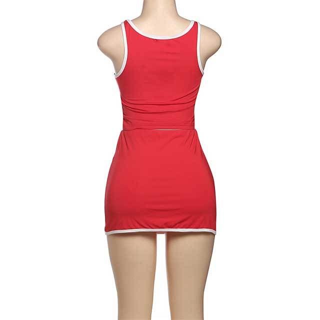 Striped Sleeveless Cropped Top Mini Skirt Set