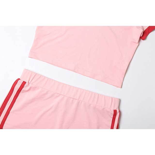 Striped V Neck Slim Fit Short Set 2 Pieces