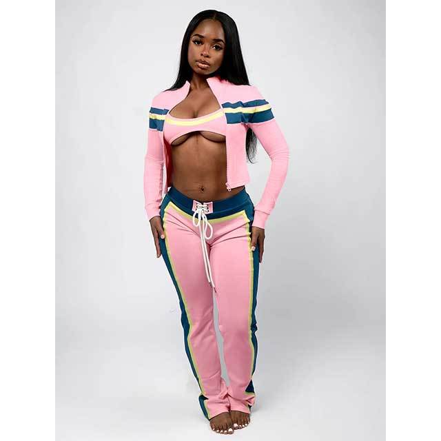 Colorblock Jogger Style 3 Pieces Pant Set