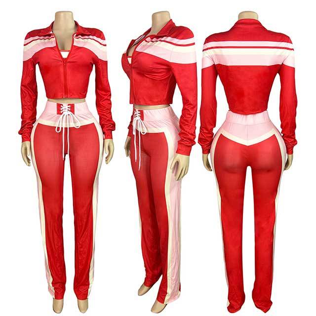 Colorblock Jogger Style 3 Pieces Pant Set