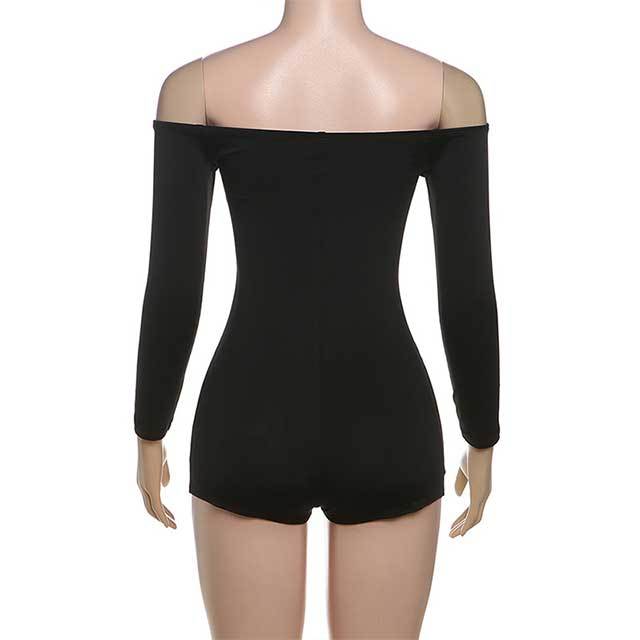 Off Shoulder Hollow Out Skinny Romper