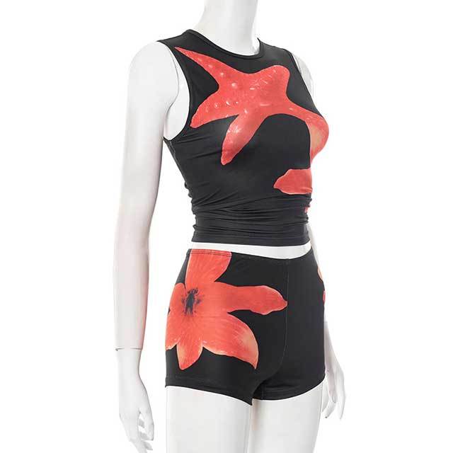 Printed Sleeveless Tank Top Mini Short Set