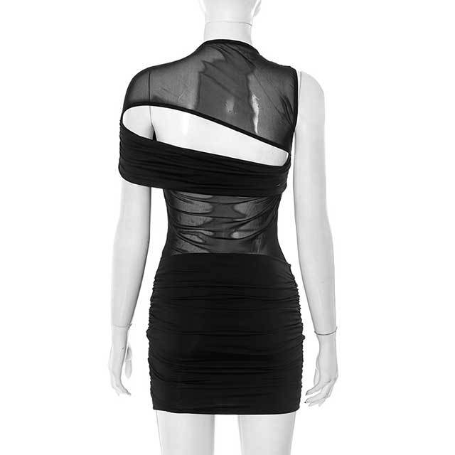 Cut Out Sheer Mesh Bodycon Mini Dress