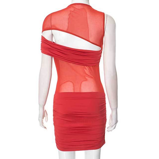 Cut Out Sheer Mesh Bodycon Mini Dress