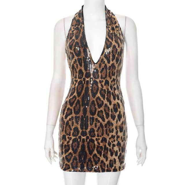 Leopard Halter Bodycon Dress