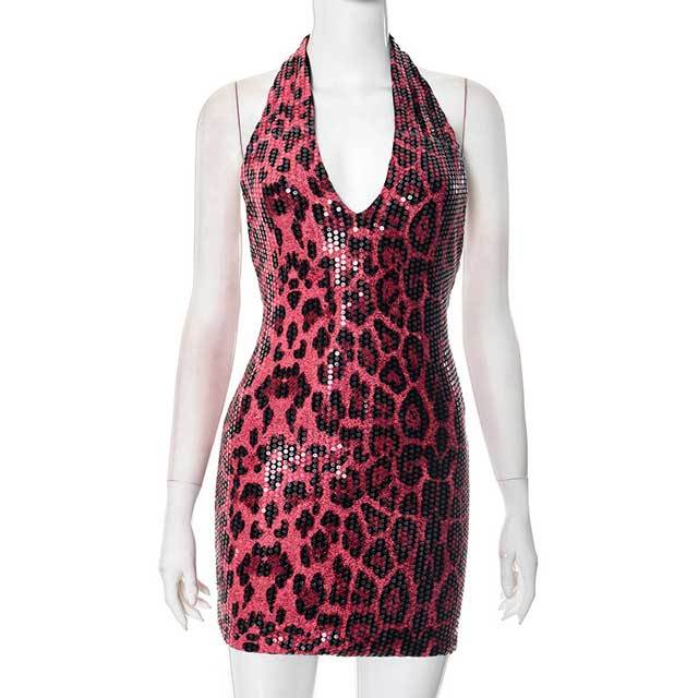 Leopard Halter Bodycon Dress