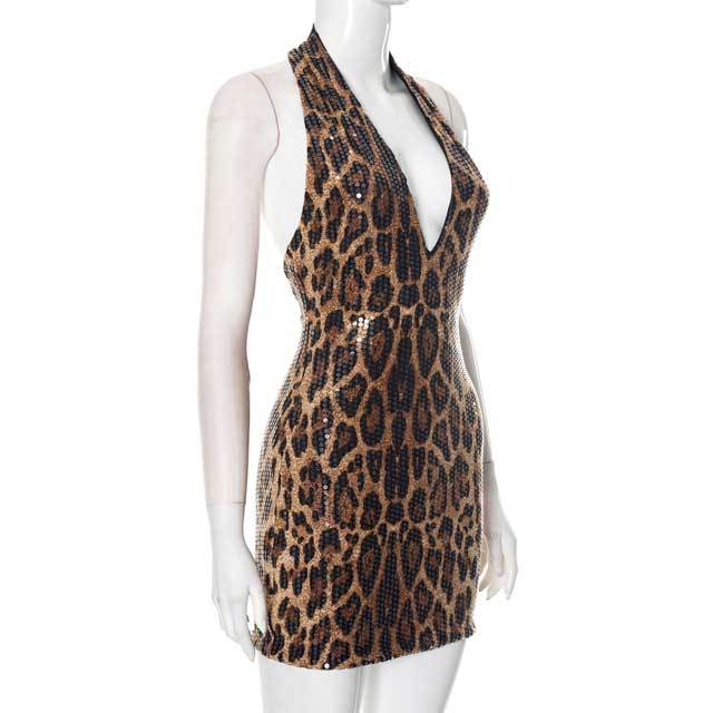 Leopard Halter Bodycon Dress