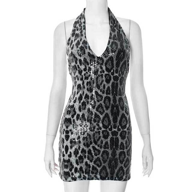 Leopard Halter Bodycon Dress