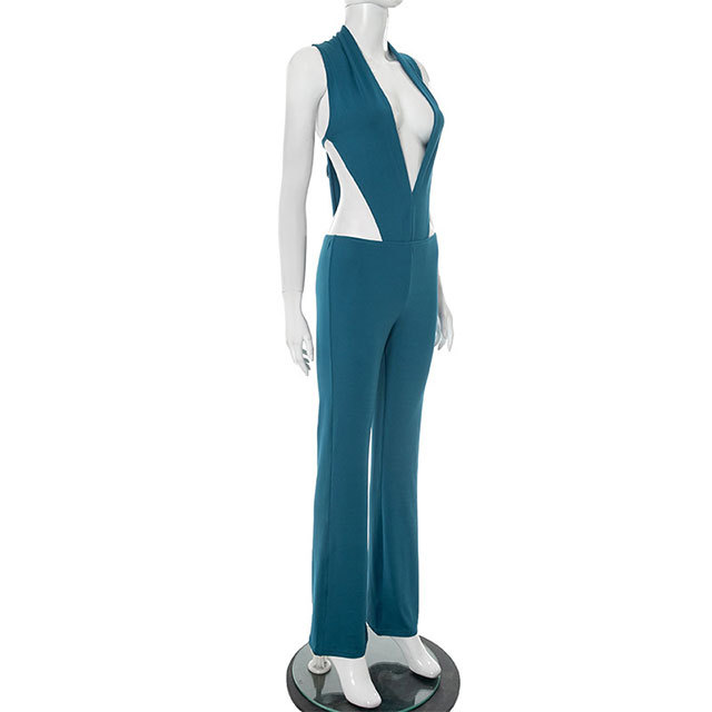 Plunging V Neck Teddies Top Flare Pant Set 2 Pieces