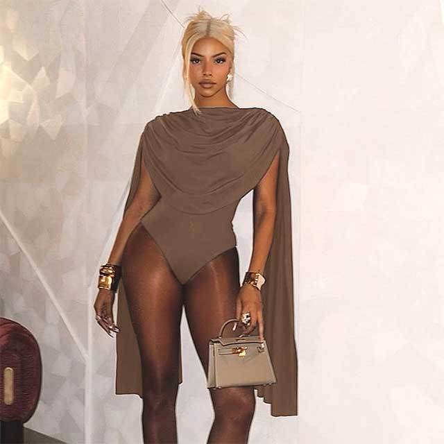 Solid Color Split Sleeve Skinny Teddies