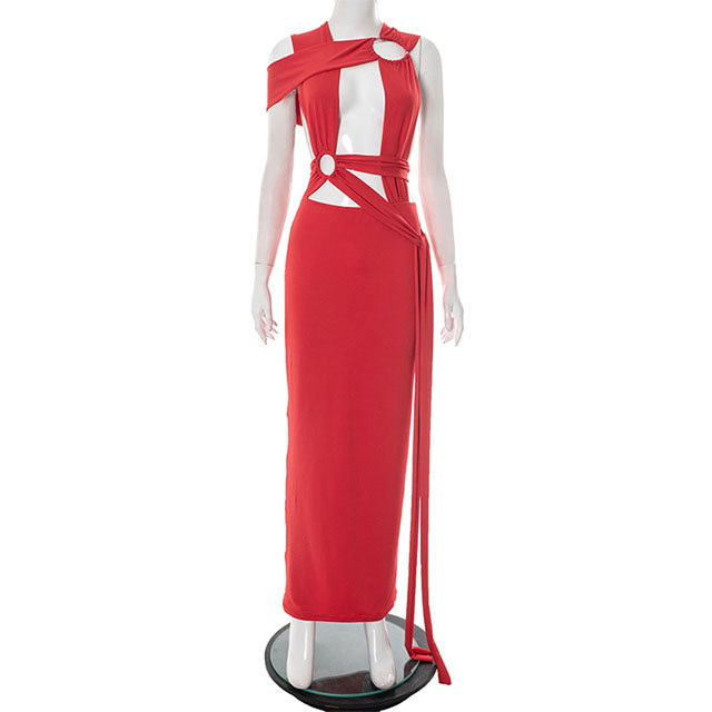 Hollow Out Laced Up Bandage Maxi Dress