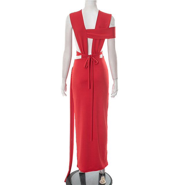 Hollow Out Laced Up Bandage Maxi Dress