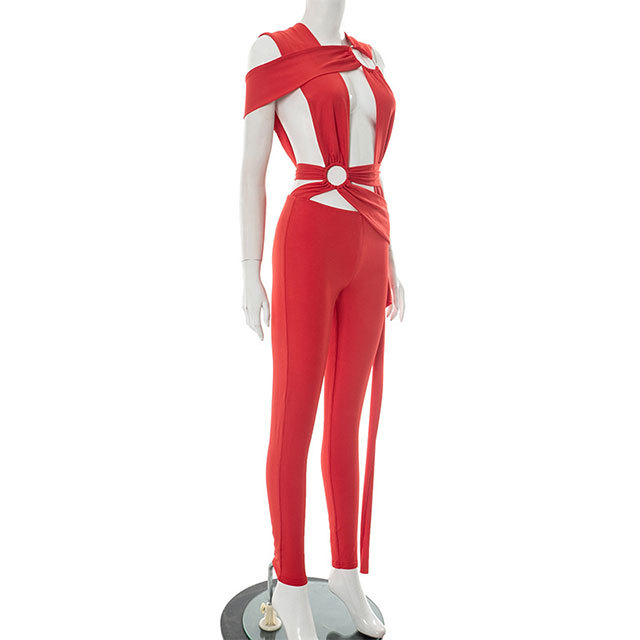 Hollow Out Laced-up Bandage Jumpsuit